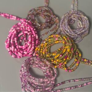 5 pcs Colorful Seed waist bead set - Pink, Lavender, Yellow